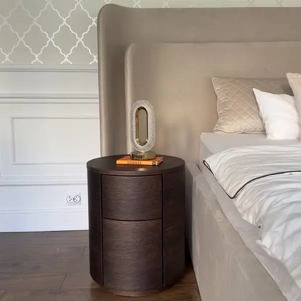 Luksusowa szafka nocna drewniana okrągła szafka boczna AMARA