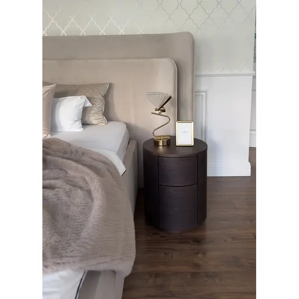 Luksusowa szafka nocna drewniana okrągła szafka boczna AMARA