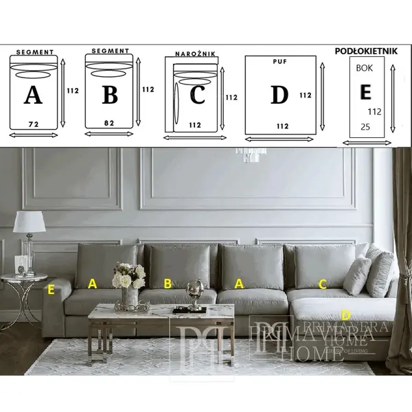 Nowoczesny narożnik modułowy wygodna aksamitna  kanapa w stylu włoskim FIGARO