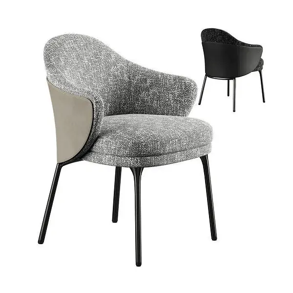 Nowoczesne ekskluzywne krzesło do jadalni na czarnych metalowych nogach LINEA