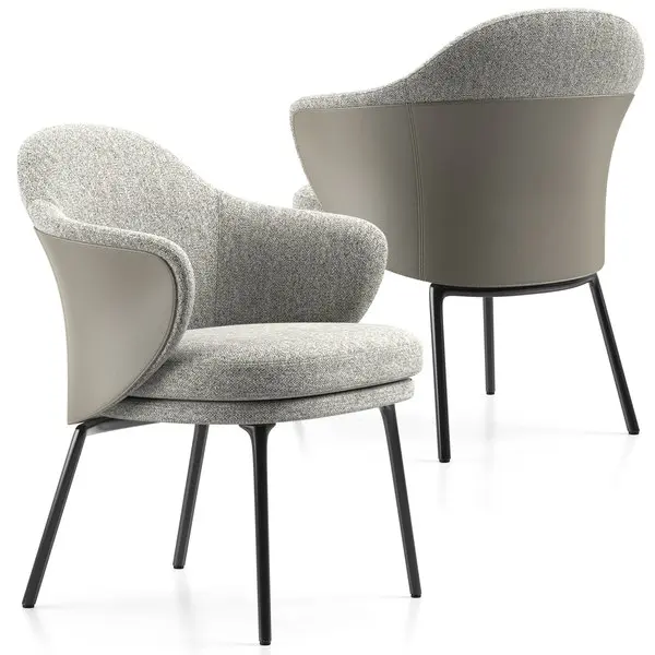 Nowoczesne ekskluzywne krzesło do jadalni na czarnych metalowych nogach LINEA