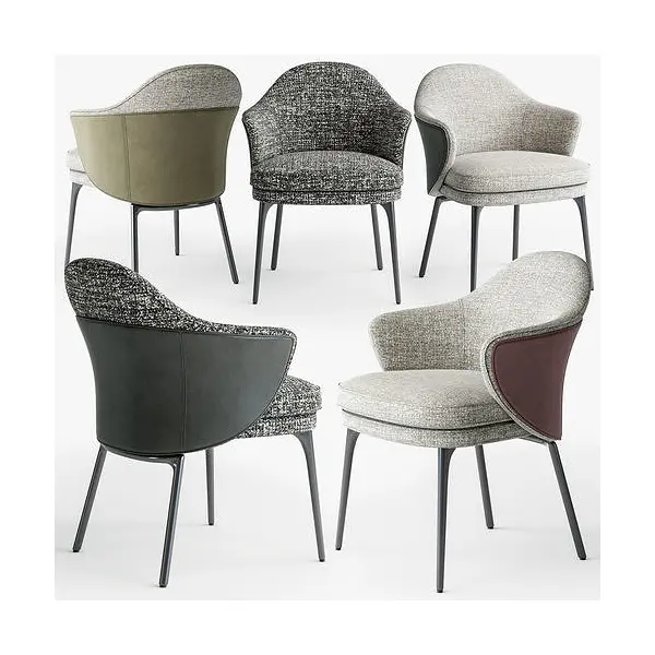 Nowoczesne ekskluzywne krzesło do jadalni na czarnych metalowych nogach LINEA