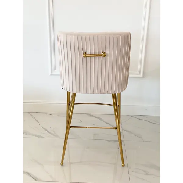 Półhoker do niskiej wyspy kuchennej nowoczesny tapicerowany czarny, beżowy na złotych nogach PALOMA