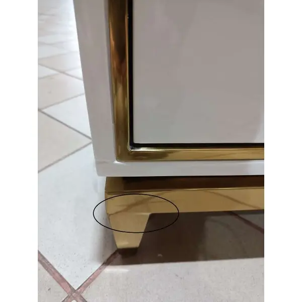 Glamour white gold lacquered bedside cabinet for bedroom Lorenzo S Gold OUTLET