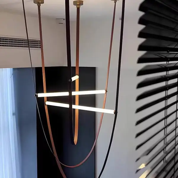 Designerski żyrandol nowoczesny skórzany stylowa lampa wisząca pasy COSMOPOLITAN L XL