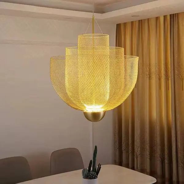 Designerska lampa wisząca złota nowoczesny złoty żyrandol FLORENCJA