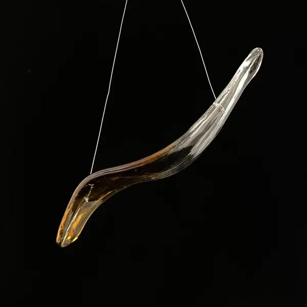 Designer golden glass leaf decoration hanging from the ceiling - LEAF FLOW