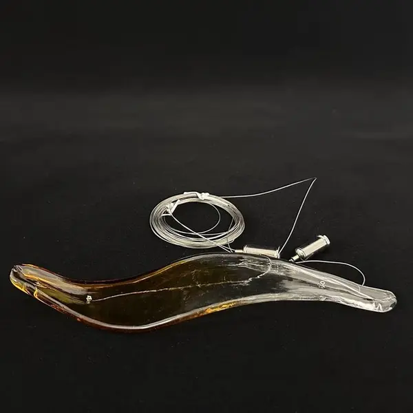 Designer golden glass leaf decoration hanging from the ceiling - LEAF FLOW