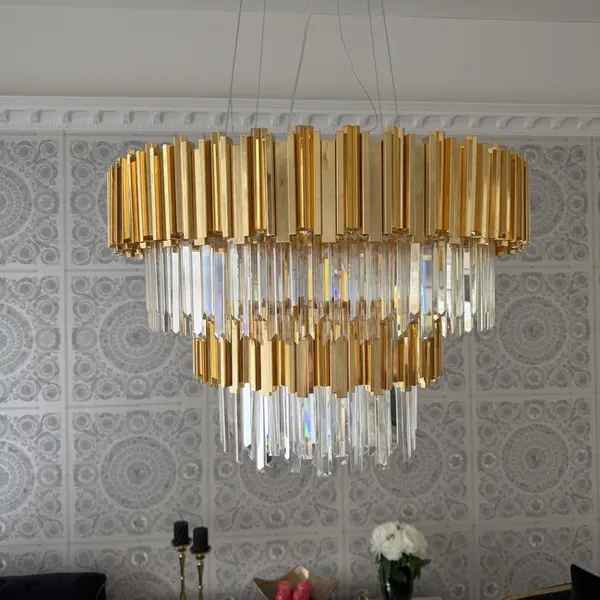 Round gold chandelier with EMPIRE XL crystals