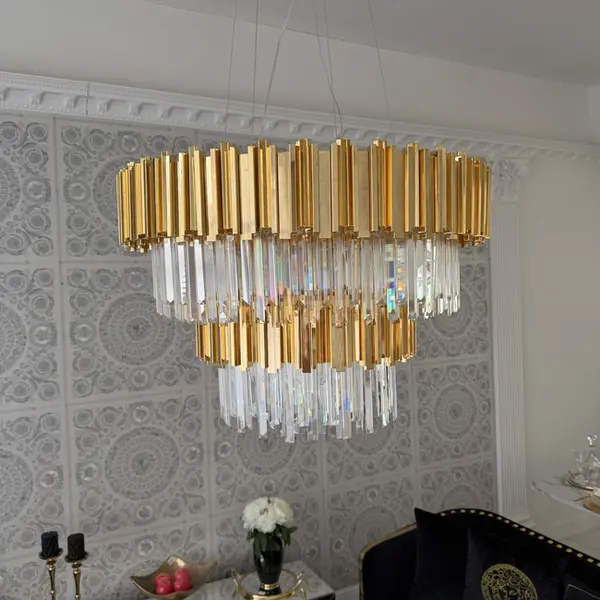 Round gold chandelier with EMPIRE XL crystals