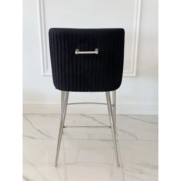 Modern glamor stool in black silver velvet fabric PALOMA