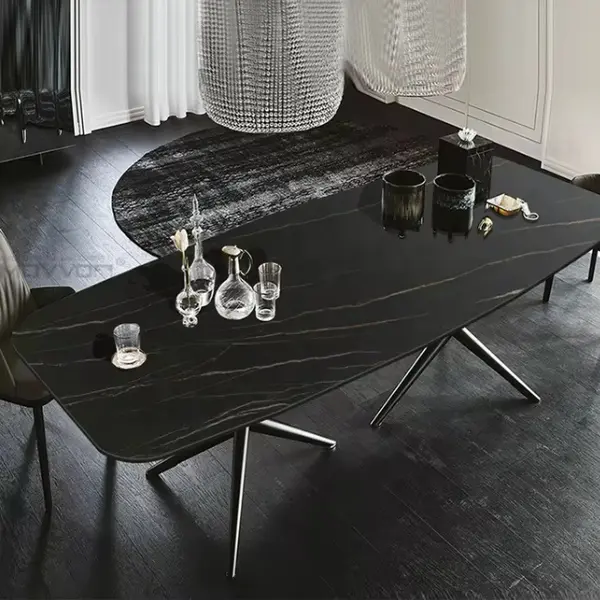 Nowoczesny stół z czarnego marmuru SPIDER, rozkładany