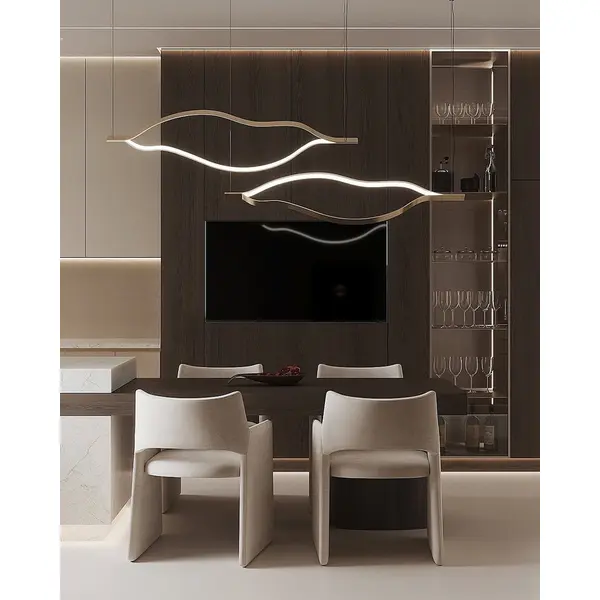 Żyrandol nowoczesny złoty designerska lampa wisząca nas stół WAVE