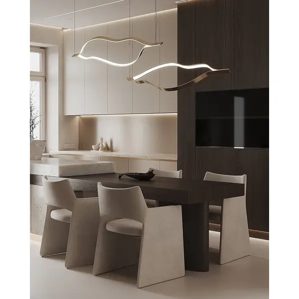 Żyrandol nowoczesny złoty designerska lampa wisząca nas stół WAVE