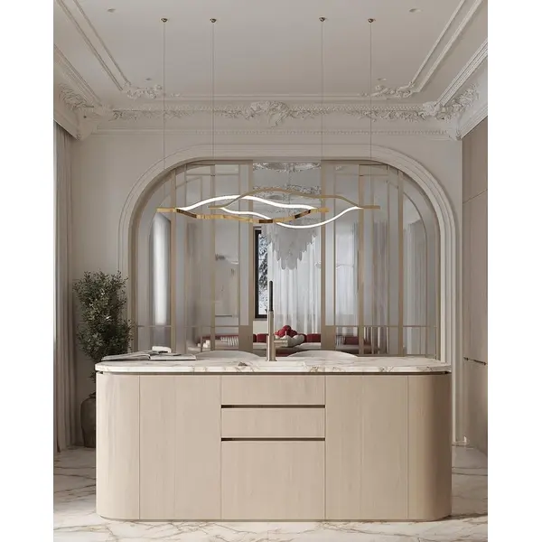 Żyrandol nowoczesny złoty designerska lampa wisząca nas stół WAVE