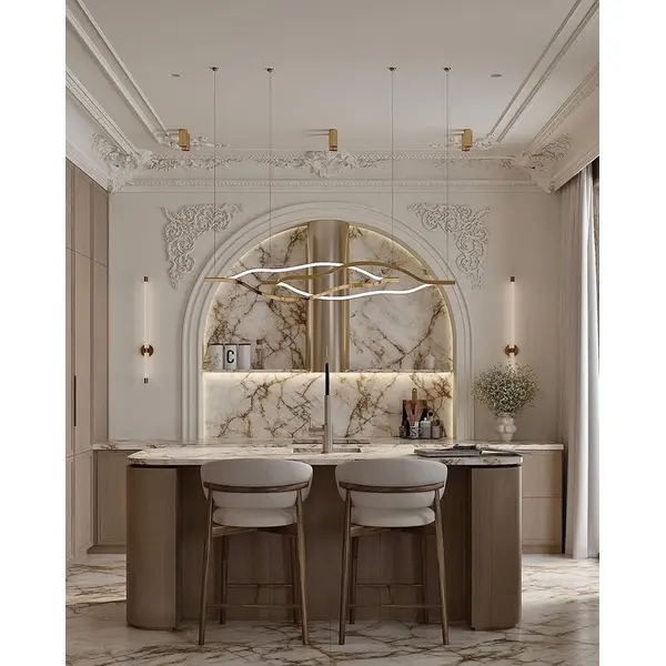 Żyrandol nowoczesny złoty designerska lampa wisząca nas stół WAVE