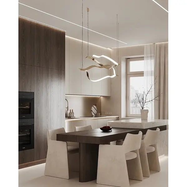 Żyrandol nowoczesny złoty designerska lampa wisząca nas stół WAVE