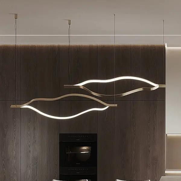 Żyrandol nowoczesny złoty designerska lampa wisząca nas stół WAVE