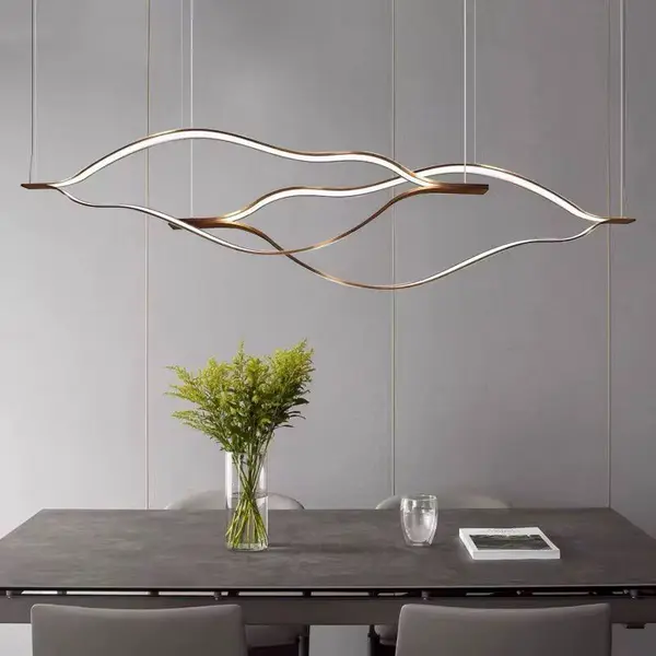 Żyrandol nowoczesny złoty designerska lampa wisząca nas stół WAVE