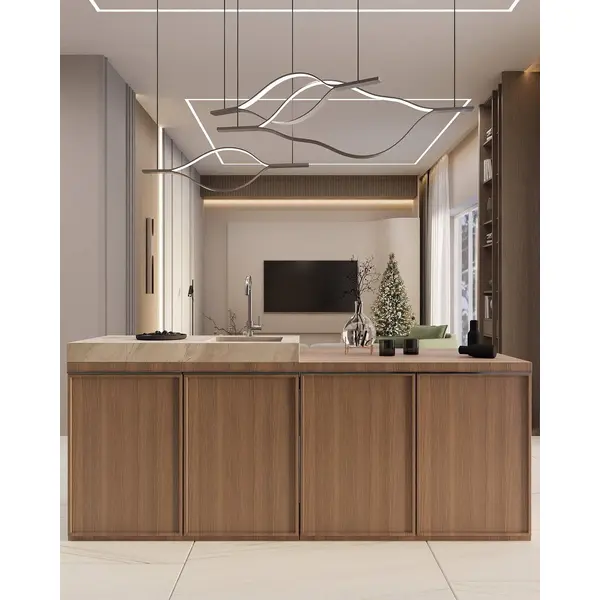 Żyrandol nowoczesny złoty designerska lampa wisząca nas stół WAVE