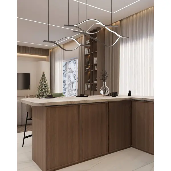 Żyrandol nowoczesny złoty designerska lampa wisząca nas stół WAVE