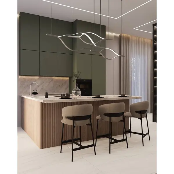 Żyrandol nowoczesny złoty designerska lampa wisząca nas stół WAVE