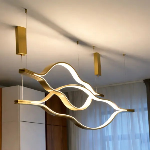 Żyrandol nowoczesny złoty designerska lampa wisząca nas stół WAVE