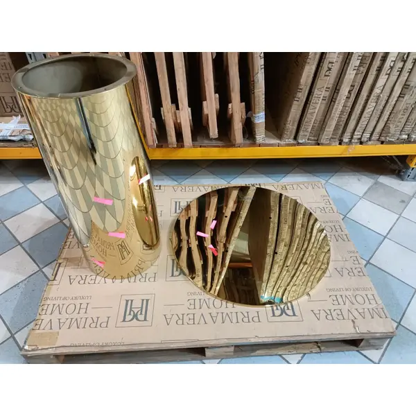 Stół glamour złoty okrągły z marmurowym blatem do jadalni, ekskluzywny, nowoczesny, 130cm ORION OUTLET