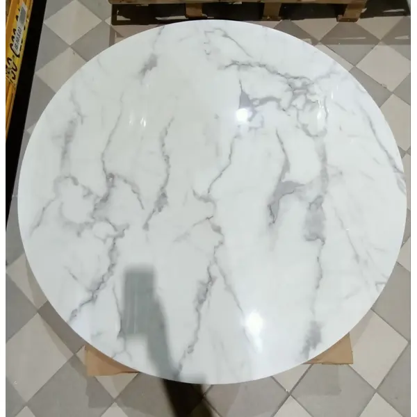 Stół glamour złoty okrągły z marmurowym blatem do jadalni, ekskluzywny, nowoczesny, 130cm ORION OUTLET