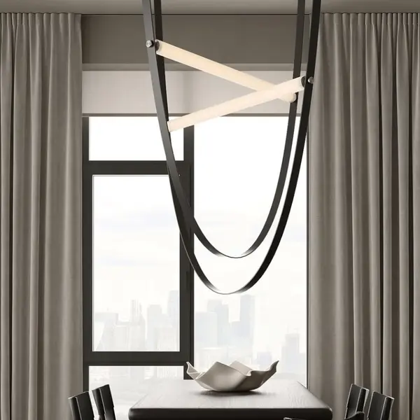 Designer chandelier modern leather stylish hanging lamp black stripes COSMOPOLITAN L XL