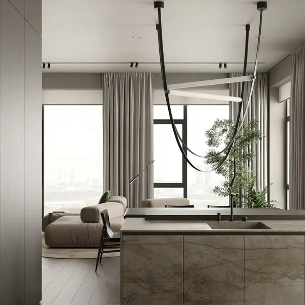 Designer chandelier modern leather stylish hanging lamp black stripes COSMOPOLITAN L XL