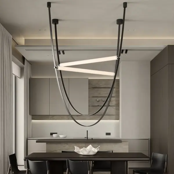 Designer chandelier modern leather stylish hanging lamp black stripes COSMOPOLITAN L XL