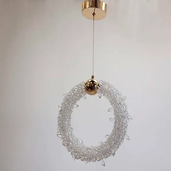 Single pendant lamp, ICE XS glamour gold crystal chandelier
