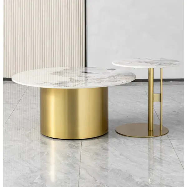 Ekskluzywny stolik kawowy nowoczesny z blatem Patagonia we włoskim stylu TWEEN GOLD​
