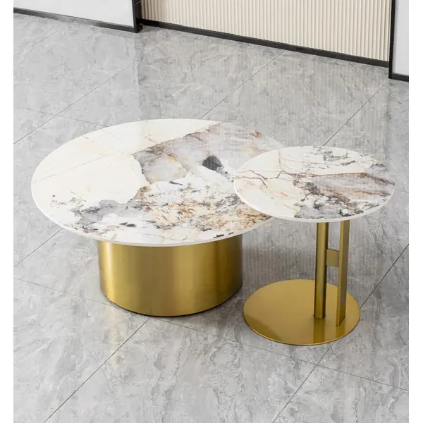 Ekskluzywny stolik kawowy nowoczesny z blatem Patagonia we włoskim stylu TWEEN GOLD​