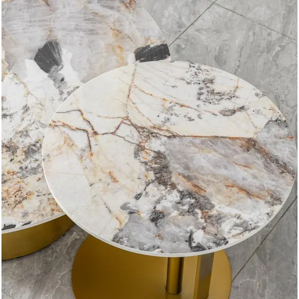 Ekskluzywny stolik kawowy nowoczesny z blatem Patagonia we włoskim stylu TWEEN GOLD​