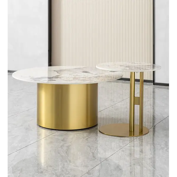 Ekskluzywny stolik kawowy nowoczesny z blatem Patagonia we włoskim stylu TWEEN GOLD​