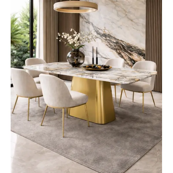 Stół nowoczesny złoty designerski z blatem Patagonia BELISSIMA