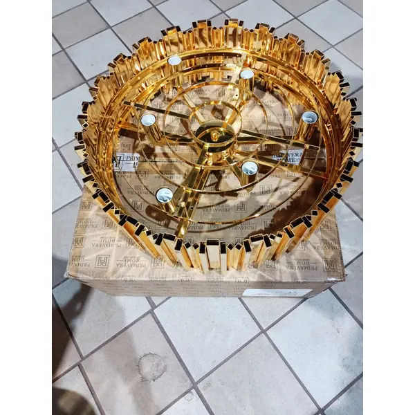 Luksusowy żyrandol kryształowy okrągły, duża lampa wisząca złota do salony EMPIRE XL OUTLET