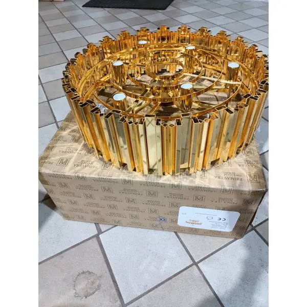 Luksusowy żyrandol kryształowy okrągły, duża lampa wisząca złota do salony EMPIRE XL OUTLET