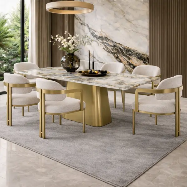 Stół nowoczesny złoty designerski z blatem Patagonia BELISSIMA
