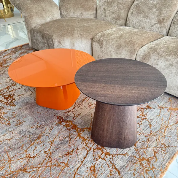 Nowoczesny drewniany stolik kawowy okrągły  lakierowany MODENA