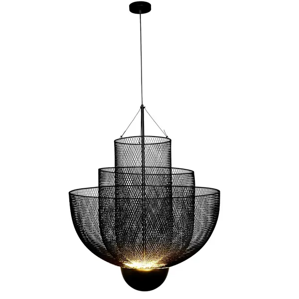 Designerska lampa wisząca złota nowoczesny czarny żyrandol FLORENCJA