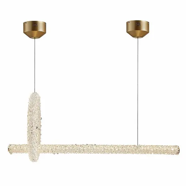 Podłużny żyrandol kryształowy glamour nad stół lub wyspę do jadalni, złoty