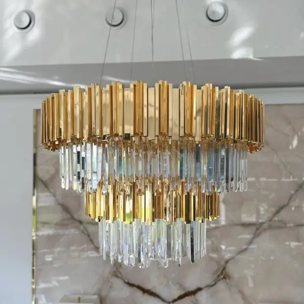 Luksusowy żyrandol kryształowy okrągły, duża lampa wisząca złota do salony EMPIRE XL OUTLET