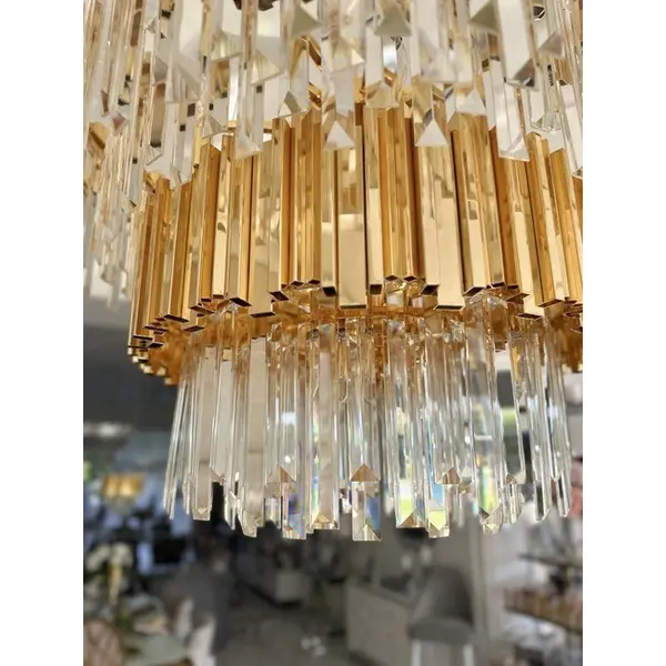 Luksusowy żyrandol kryształowy okrągły, duża lampa wisząca złota do salony EMPIRE XL OUTLET