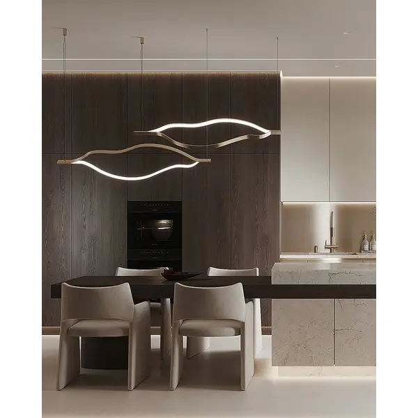 Nowoczesny żyrandol designerska lampa wisząca czarna nad stół w formie fali WAVE