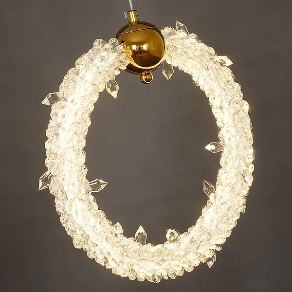 Single pendant lamp, ICE XS glamour gold crystal chandelier