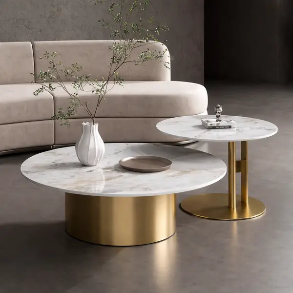 Ekskluzywny stolik kawowy nowoczesny z blatem Patagonia we włoskim stylu TWEEN GOLD​