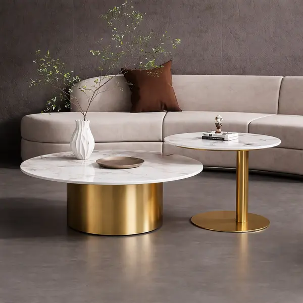 Ekskluzywny stolik kawowy nowoczesny z blatem Patagonia we włoskim stylu TWEEN GOLD​